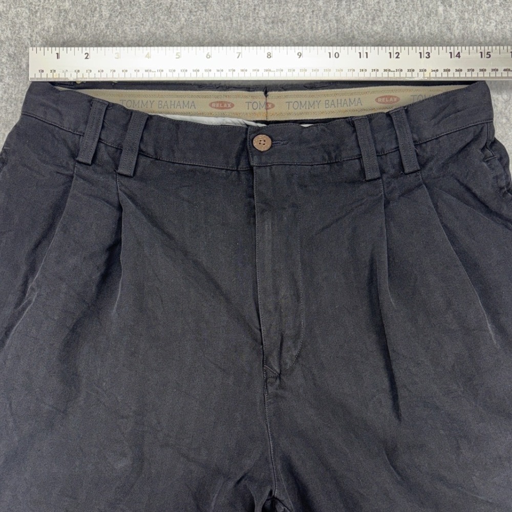 Tommy Bahama Silk Trousers Mens 33 Black Excellent Pleated Cropped Relaxed Pants - Picture 8 of 12